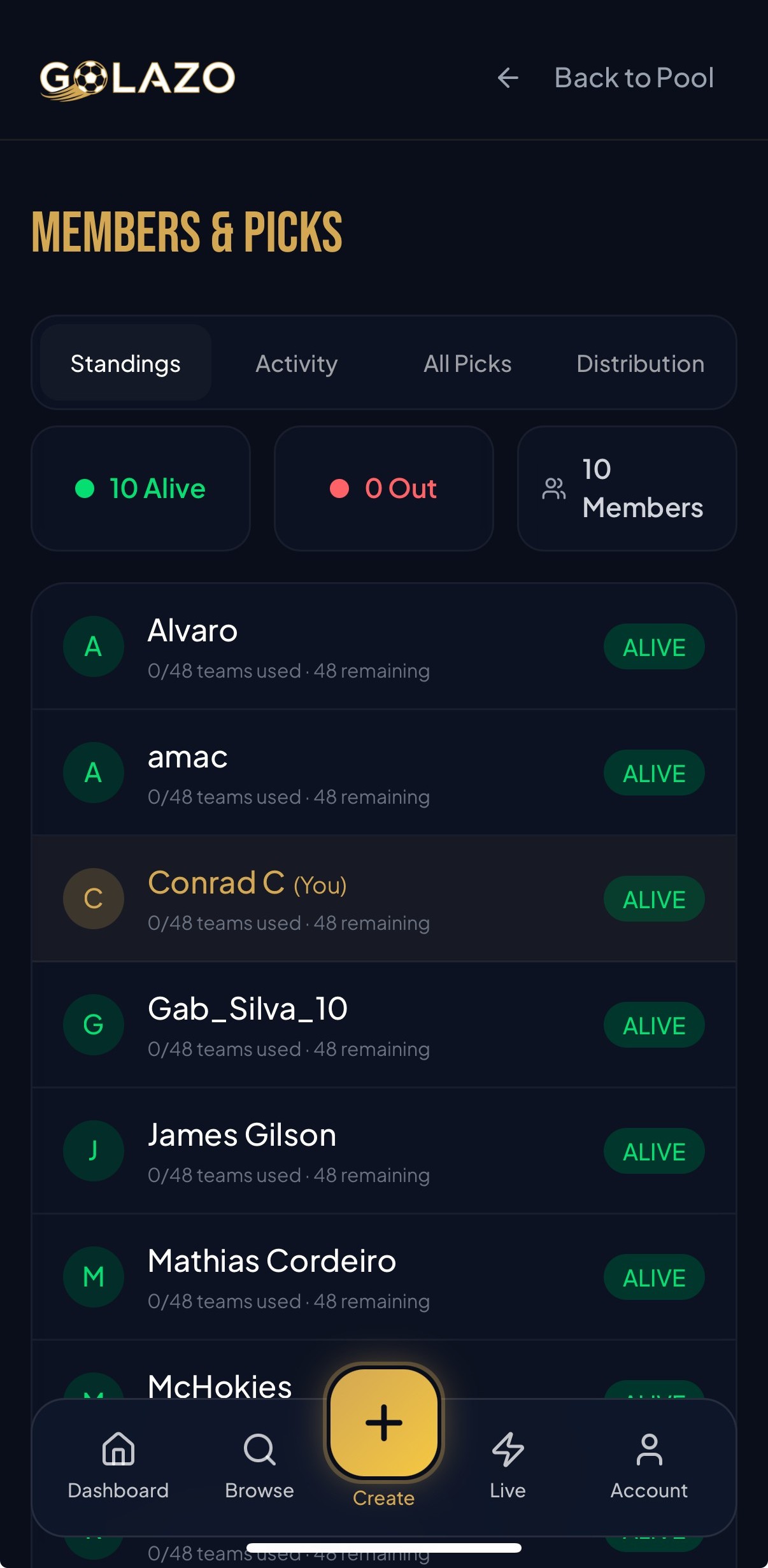Live Standings